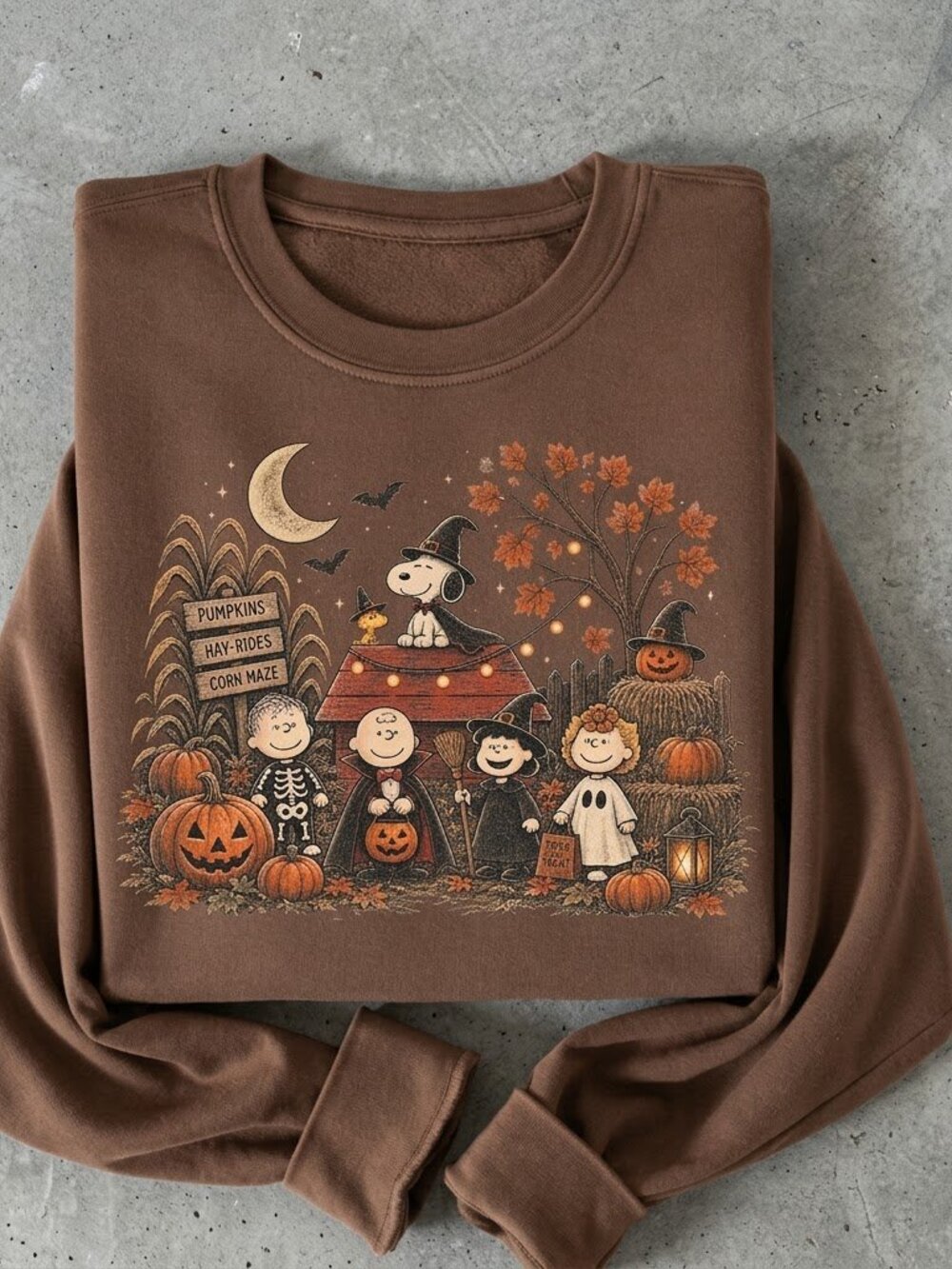 Halloween Cartoon Friends Sweatshirt, Cute Fall Pumpkin Patch Crewneck